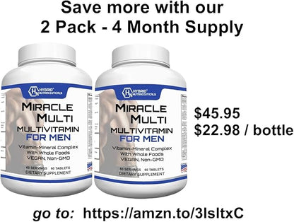 Performance Blend, Best Multivitamin for Men, Vitamin and Mineral Supplement with Probiotics, Superfood Enzyme Blend for Optimized Heart, Prostate, Stamina, Energy, Non-GMO, 60 Day Supply