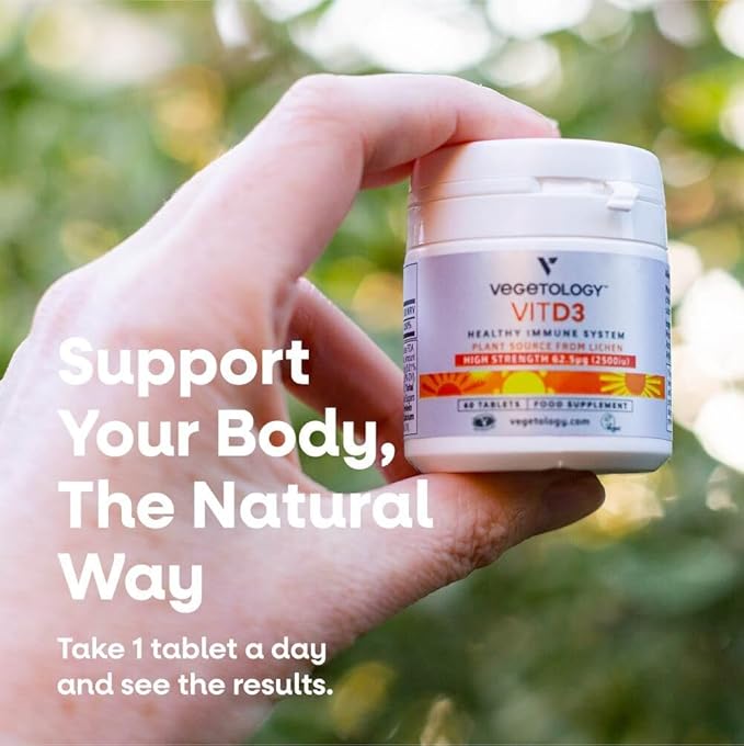 Chewable Vitamin D3 Tablets – High Strength 62.5µg 2,500IU Vitamin D3 Cholecalciferol – Vegan Gluten Free VIT D3 Vitamin Supplements (60Ct)