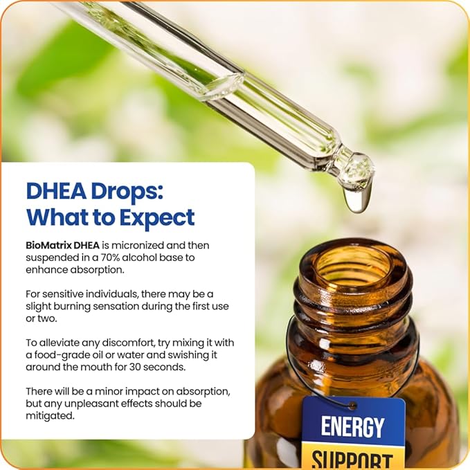 BioMatrix DHEA Liquid Hormone Supplement for Adrenal, Brain, Heart, Bone | Micronized and Liquified for Maximum Absorption, Precision Dosing, Efficacy DHEA (30 ML, 1200mg Total)