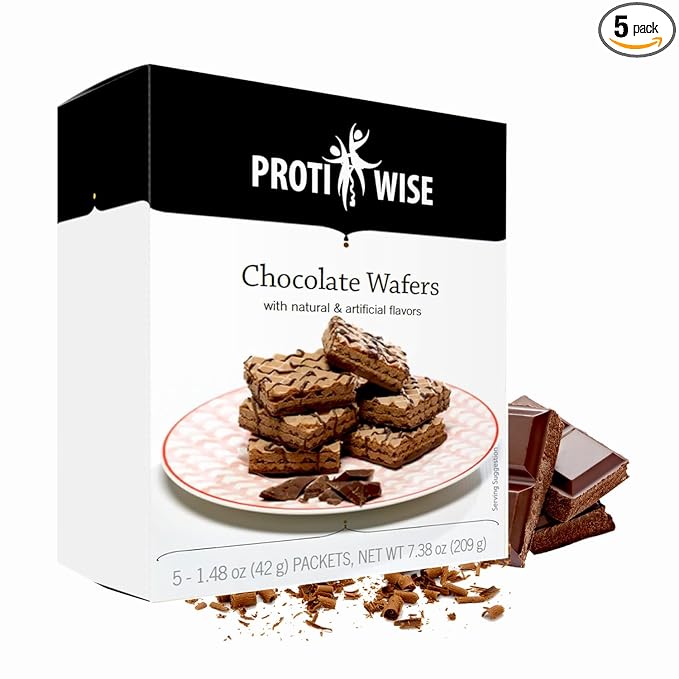 ProtiWise High Protein Wafers | Chocolate | 15g Protein Per Serving, Low Carb, Low Sugar, High Fiber Snack | Gluten-Free, Keto-Friendly Diet for Hunger Control & Weight Loss | 5/Box