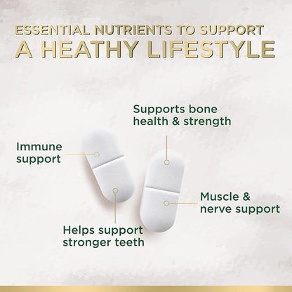 Calcium 1200 mg with Vitamin D3, Calcium Supplement Vitamins, Supports Bone Strength, Teeth & Immune System, Calcium Supplements for Women & Men, Nature's Absorbable Calcium Carbonate - 120 Tablets