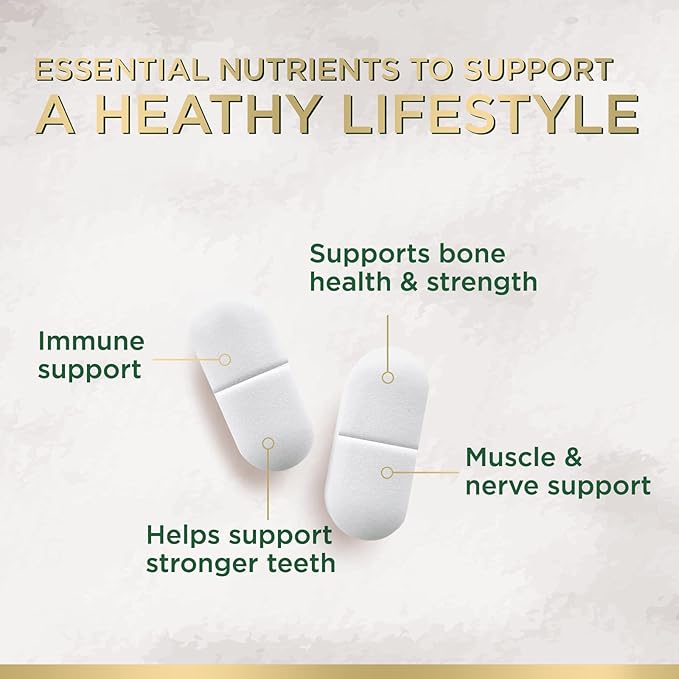 Calcium 1200 mg with Vitamin D3, Calcium Supplement Vitamins, Supports Bone Strength, Teeth & Immune System, Calcium Supplements for Women & Men, Nature's Absorbable Calcium Carbonate - 240 Tablets