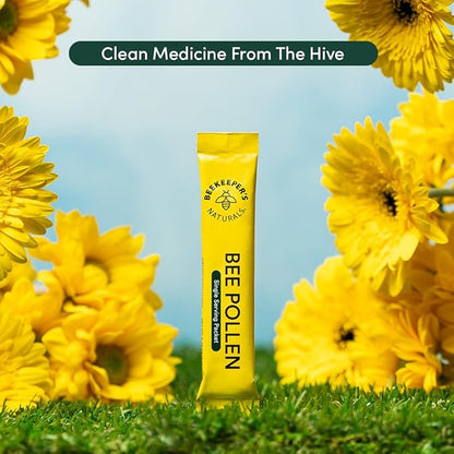 Beekeeper's Naturals - 100% Raw Bee Pollen Stick Packs, Natural Preserved Enzymes, Source of Vitamin B, Minerals, Amino Acids & Protein - Paleo & Keto Friendly, Gluten Free (15ct)