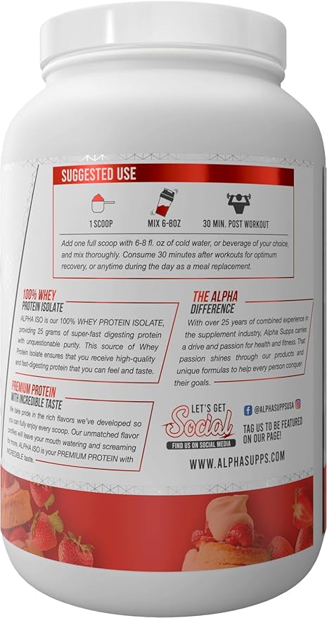 ISO, Low Carb 100% Whey Protein Isolate Powder, 25 Grams Per Serving, Helps Support Muscle Growth, Low Sugar and Gluten Free (Strawberry Shortcake, 2 lb)