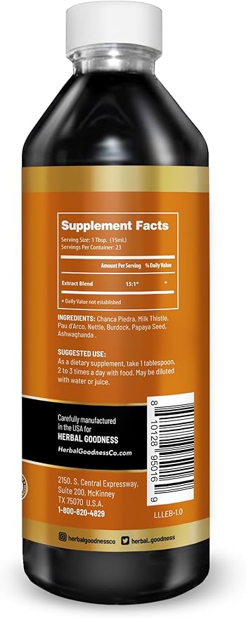 Herbal Goodness Liver Lovin Cleanse Detox & Repair Herbal Supplement - Natural Liver Support with Milk Thistle, Chanca Piedra, Burdock, Ashwaghanda & More, Digestive Aid, Non-GMO, 12oz