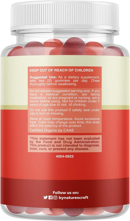 Organic Vitamin D Gummies for Adults - Daily Immune Support Gummies with Vegan Vitamin D3 2000IU - USDA Organic Vitamin D3 Gummies for Adults Wellness - Non GMO Gluten Free - 1 Month Supply