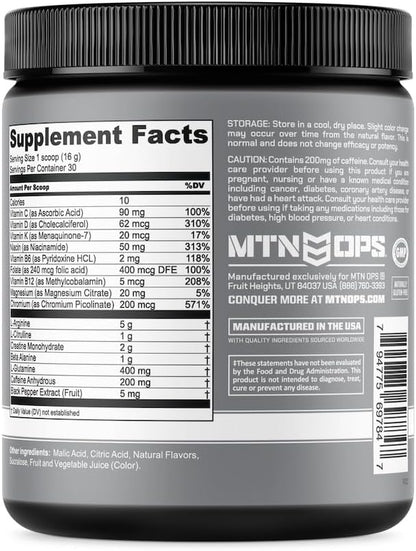 MTN OPS Yeti Monster Pre-Workout Powder Energy Drink 30-Serving Tub, Black Cherry