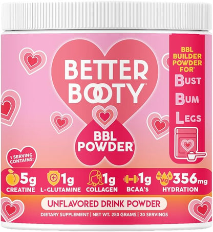 Creatine Monohydrate Powder for Women, Complex w. 5G Creatina per Serving + Glutamine, Collagen, BCAAs & Hydration Blend Energy, Muscle + Glute Builder, Unflavored 2-Pack (60 Servings)