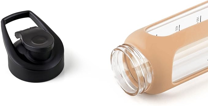 Fitness | Glass Protein Shaker | Protein Shaker | Drinking Bottle | with Spiral Ball | Beige