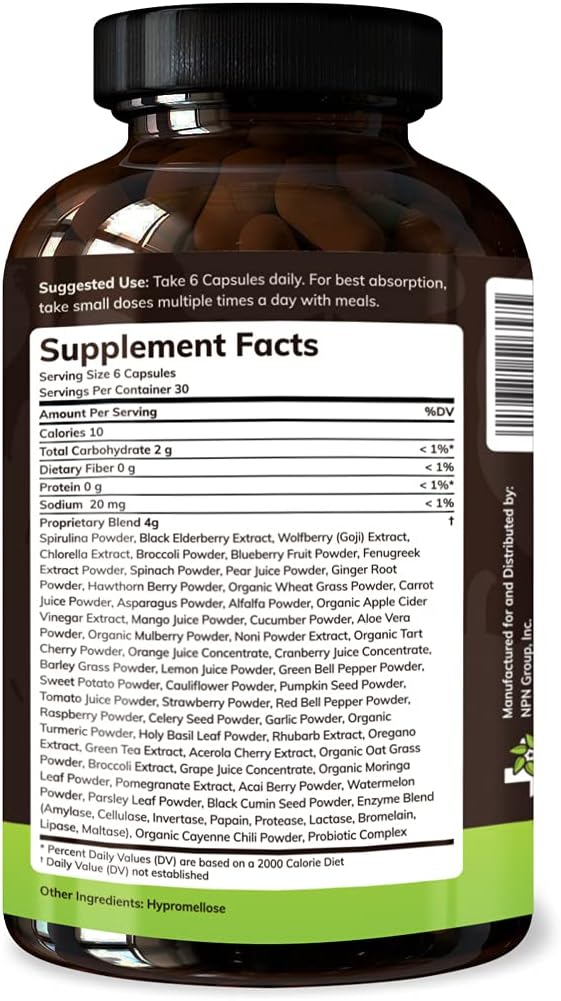 Original Superfood Capsules, Superfood Reds and Greens, All-Natural Whole Food Dietary Supplement, Non-GMO, Gluten Free, Vegan, No Soy, 180 Capsules