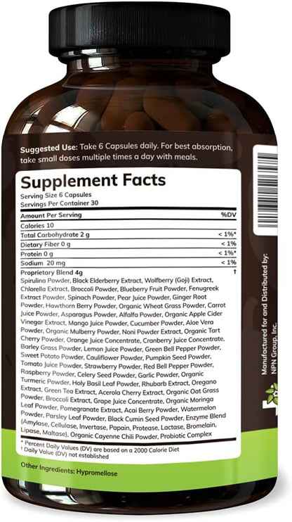 Original Superfood Capsules, Superfood Reds and Greens, All-Natural Whole Food Dietary Supplement, Non-GMO, Gluten Free, Vegan, No Soy, 180 Capsules