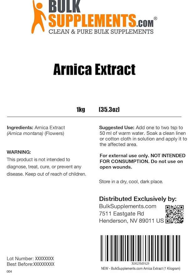 BulkSupplements.com Arnica Extract Powder - Herbal Supplements, from Dried Arnica Flower, Arnica Powder - Arnica Montana Extract, Servings Vary, 5kg (11 lbs) (Pack of 5)
