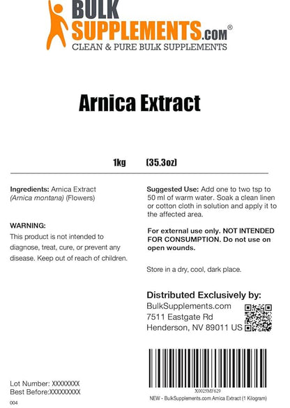 BulkSupplements.com Arnica Extract Powder - Herbal Supplements, from Dried Arnica Flower, Arnica Powder - Arnica Montana Extract, Servings Vary, 5kg (11 lbs) (Pack of 5)