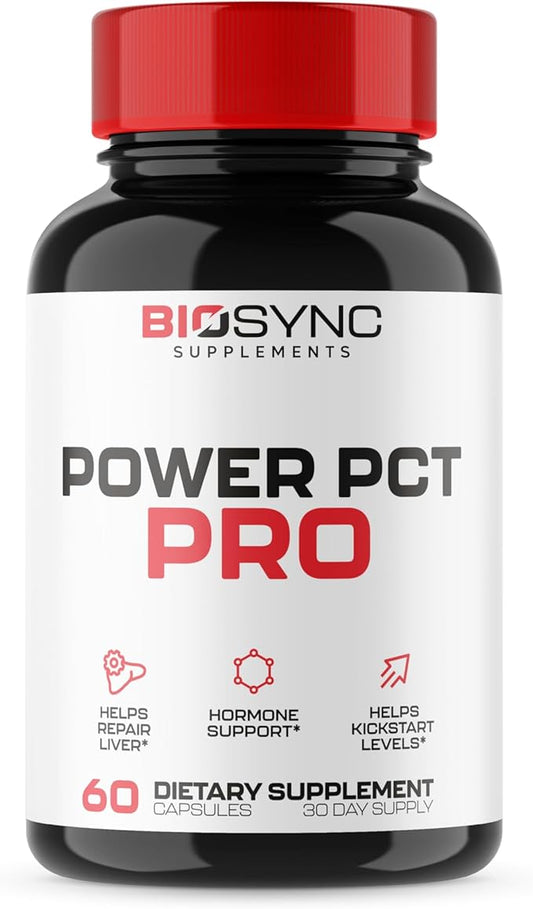 BioSync Supplements | #1 Effective Premium PCT Supplement for Men | Post Cycle Therapy to Kickstart Levels, Repair Liver, Block Estrogen, Balance Hormones | 8 Powerful Ingredients - 60 Capsules