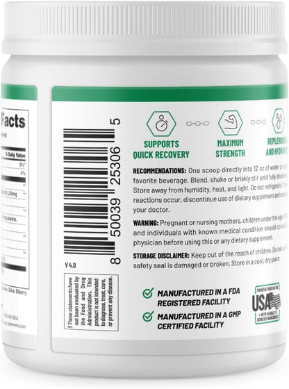 Snap BCAA Powder Essential Amino Energy Supplement with Nitric Oxide Booster - Watermelon Flavor - Pre Workout Powder, Recovery Supplements Post Workout, Muscle Strength & Performance (30 Servings)
