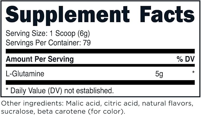 TransformHQ L-Glutamine Powder 500g (Tropical Whip) - Gluten Free, Non-GMO