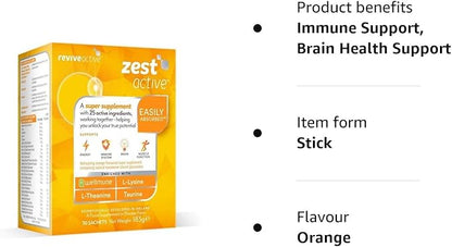 Zest Active | 25 Active Ingredients in One Daily Sachet | 30 Day Supply | Supports Energy, Immune System, Brain & Muscle Function