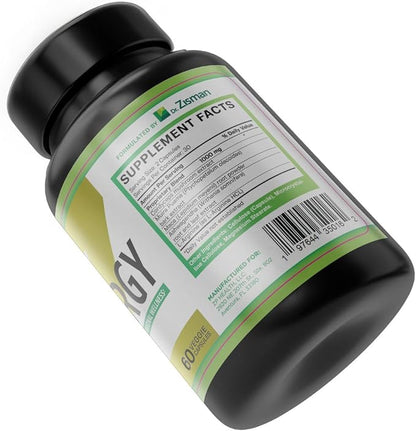 Dr. Zisman ZINERGY Natural Energy and Performance Booster - All-Natural for Men and Women – Boosts Energy and Vitality - Premium Formulated Capsules (60 Capsules)