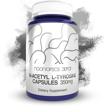 Nootropics Depot N-Acetyl L-Tyrosine Capsules | 350mg | 120 Count | NALT | Amino Acid Supplement | Natural Supplement | Supports Memory, Learning, Focus, Healthy Stress Levels