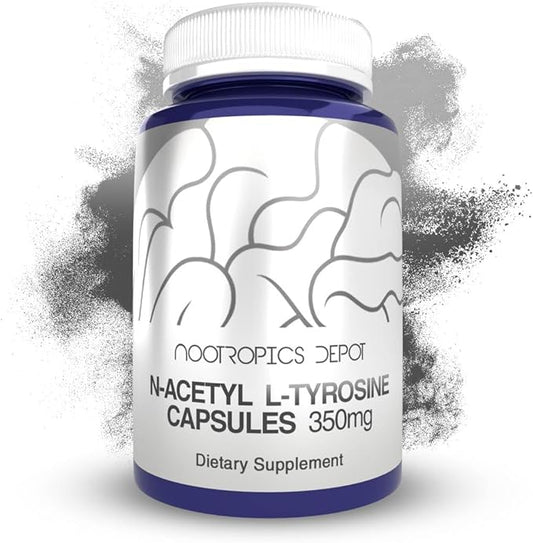 Nootropics Depot N-Acetyl L-Tyrosine Capsules | 350mg | 240 Count | NALT | Amino Acid Supplement | Natural Supplement | Supports Memory, Learning, Focus, Healthy Stress Levels