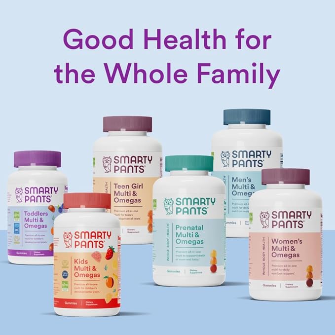 SmartyPants Toddler Multivitamin Gummies: Omega 3 Fish Oil (EPA/DHA), Vitamin D3, C, Vitamin B12, B6, Vitamin A, K & Zinc, Beta Carotene, Gluten Free, Three Fruit Flavors, 70 Count (23 Day Supply)