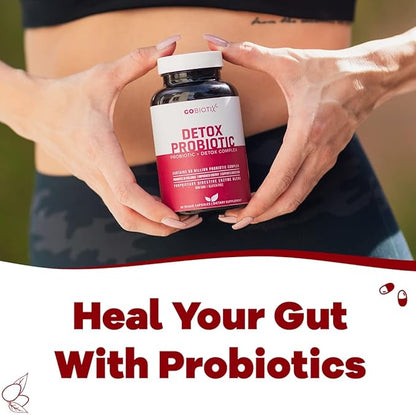 GOBIOTIX Probiotic Supplement with Digestive Enzymes - Detox and Digestive Health - Milk Thistle, Turmeric, and Dandelion Root for Gut Health - 50 Billion CFU - 60 Capsules