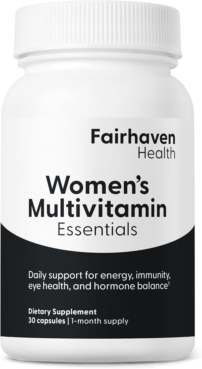 Fairhaven Health Women’s Multivitamin Essentials | Once-Daily Women’s Multivitamin Support for Energy, Immune Health, Eye Health, Hormone Balance | Gluten, Dairy, Soy Free | Non-GMO | 30 Capsules
