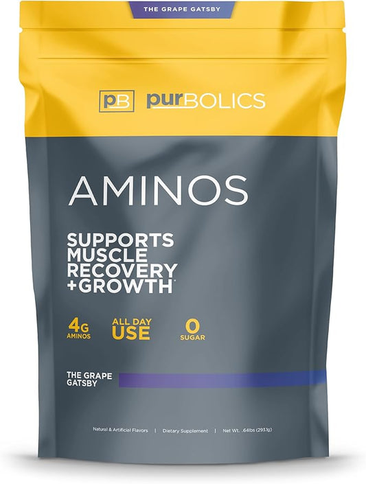Aminos | 4g of Free-Form Amino Acids, Beta-Alanine, 0 Sugar & 60 Servings (Grape Gatsby)