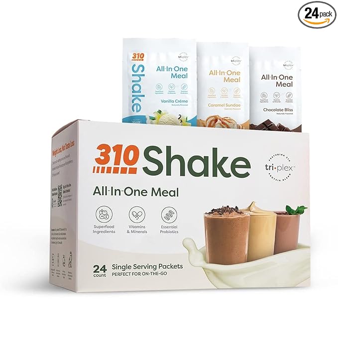 310 Nutrition – All-In-One Meal Replacement Shake - New Formula with Fiber Rich Vegan Superfood Blend - Natural Sweeteners - Low Carb Shake, Keto & Paleo Friendly - Gluten Free - 26 Essential Vitamins & Minerals - Variety Shake Box