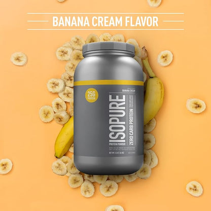 Isopure Protein Powder, Zero Carb Whey Isolate with Vitamin C & Zinc for Immune Support, 25g Protein, Keto Friendly, Banana Cream, 44 Servings, 3 Pounds (Packaging May Vary)