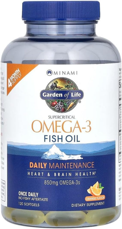 Garden of Life EPA/DHA Omega 3 Fish Oil - Minami Natural Brain Function, Heart and Mood Supplement, 120 Count