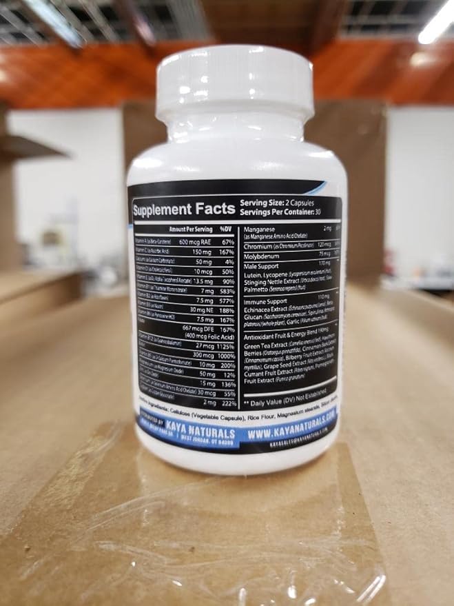 Kaya Naturals Multivitamin for Men - Men's Prostate Multivitamin - Multi Mineral Daily Supplement - Pills for Men - Supports Healthy Prostate - Vitaminas para Hombres - 60 Veggie Capsules