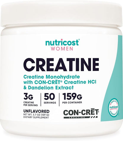 Nutricost Creatine Monohydrate Powder for Women, Micronized, Unflavored, 50 Servings - Vegetarian, Non-GMO, Gluten Free