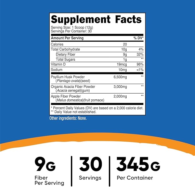 Nutricost Soluble Fiber (Unflavored) 30 Servings - Vegan, Non-GMO, Gluten Free