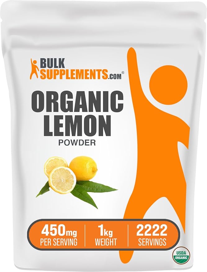 BulkSupplements.com Organic Lemon Powder - Natural Vitamin C Source, Fruit Powder, Lemon Flavoring - for Immune Support, Gluten Free, 450mg per Serving, 1kg (2.2 lbs) (Pack of 1)
