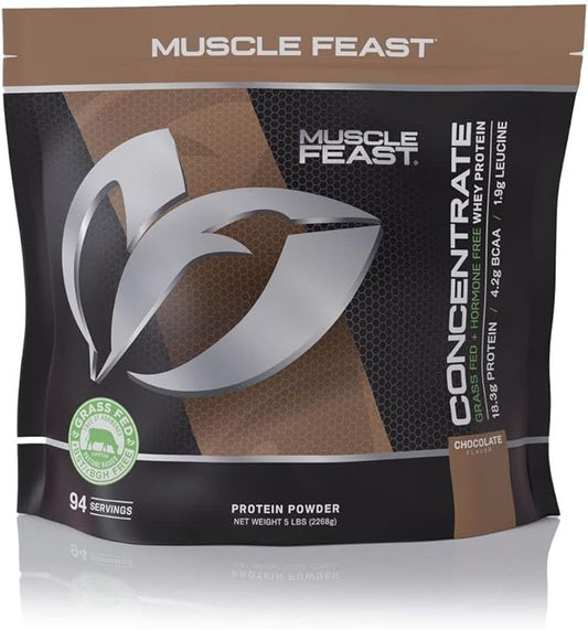 Muscle Feast Grass-Fed Whey Protein Concentrate Powder, All Natural Hormone Free Pasture Raised, Chocolate, 5lb