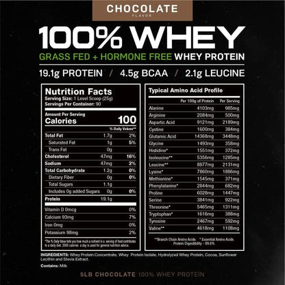 Muscle Feast 100% Grass-Fed Whey Protein, Pastured Raised Hormone Free All Natural, Chocolate, 5lb