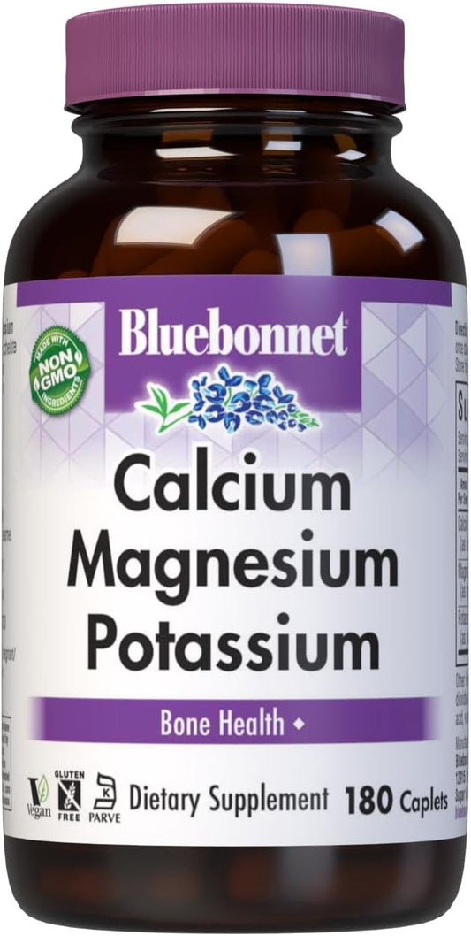 BlueBonnet Calcium Magnesium Plus Potassium Caplets, Off White, 180 Count