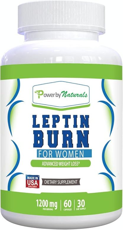 Power By Naturals Advanced Leptin Supplements for Weight Loss for Women, African Mango Leptin Weight Loss, Gluten-Free, Dietary Supplements for Weight Loss, Vegetarian, Easy to Swallow, 60 Capsules