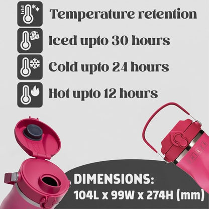 Shaker Bottle –26oz Double Wall Stainless Steel, No Mixing Tools Needed,Ideal for Protein Shakes,Water, Smoothies, Cocktails –Leak-Proof, Copper-Insulated, BPA-Free (Pink)