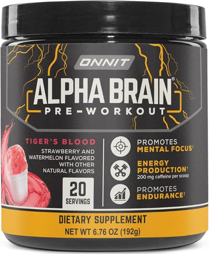 ONNIT Alpha Brain Pre-Workout - Tiger's Blood (20 Serving Tub)