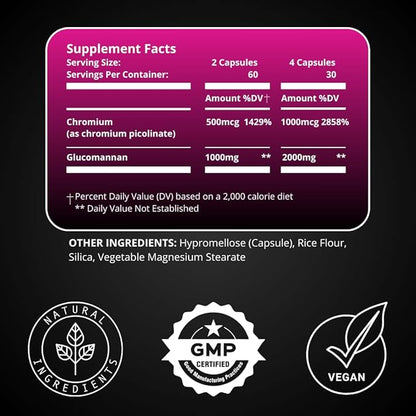 UNALTERED Appetite Suppressant for Women - Helps Manage Cravings, Promotes Fullness, & Supports Weight Loss - Natural Dietary Supplement with Chromium Picolinate & Glucomannan - 120 Vegan Capsules