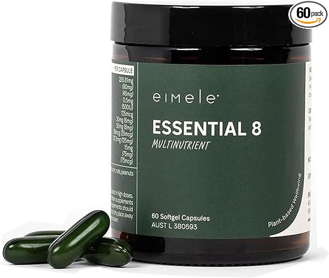 | Essential 8 | Multivitamin for Energy & Immunity Support | 8 Essential Nutrients | Calcium, Vitamin B12, Omega3, Zinc, Iron, Vitamin D & More | Non-GMO, Vegan, GF | 30 Servings (60 Tablets)