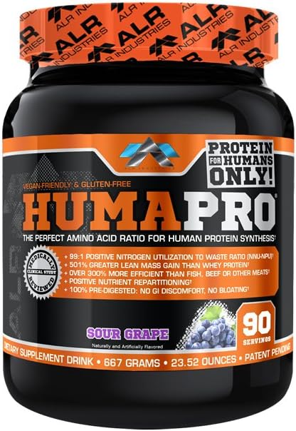 Humapro | Amino Acids Protein Matrix for Humans | 99% Utilization for Lean Muscle | Vegan, Gluten Free | 667g / 90 Servings (Sour Grape)