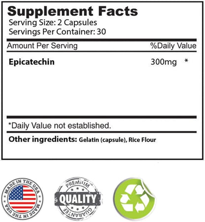 EPICATECHIN - 60 Capsules – 300mg Per Serving by Body Essentials – Maximize Muscle Growth – Increase Protein Synthesis, Gains, Lean Muscle – Increase Strength and Decrease Body Fat