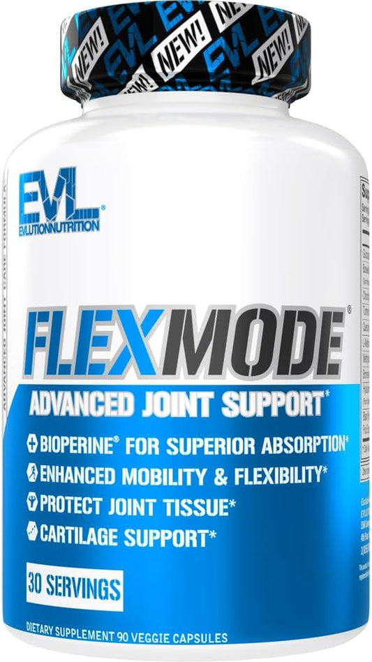 Evlution High Absorption Joint Support Supplement Nutrition FLEXMODE Joint Supplement with Advanced Joint Vitamins Including Glucosamine Chondroitin MSM Boswellia and Hyaluronic Acid - 30 Servings