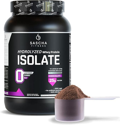 SASCHA FITNESS Hydrolyzed Whey Protein Isolate,100% Grass-Fed (2 Pound,Chocolate)
