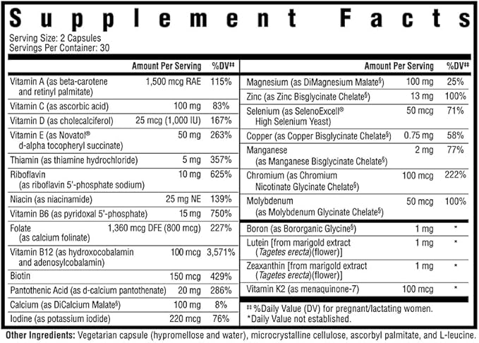 Seeking Health Prenatal Essentials MF - Brain Development & Methylation Support - Methyl-Free Vegetarian Capsules with Selenium, Vitamin B6, Zinc & Vitamin B12-60 Capsules