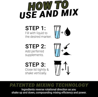 HELIMIX 1.5 Vortex Blender Shaker Bottle Holds Upto 20oz | No Blending Ball or Whisk | USA Made | Portable Pre Workout Whey Protein Drink Shaker Cup | Mixes Cocktails Smoothies Shakes | Top Rack Safe